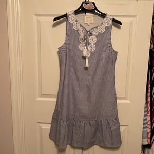 Sail to sable Blue & white striped sleeveless dress